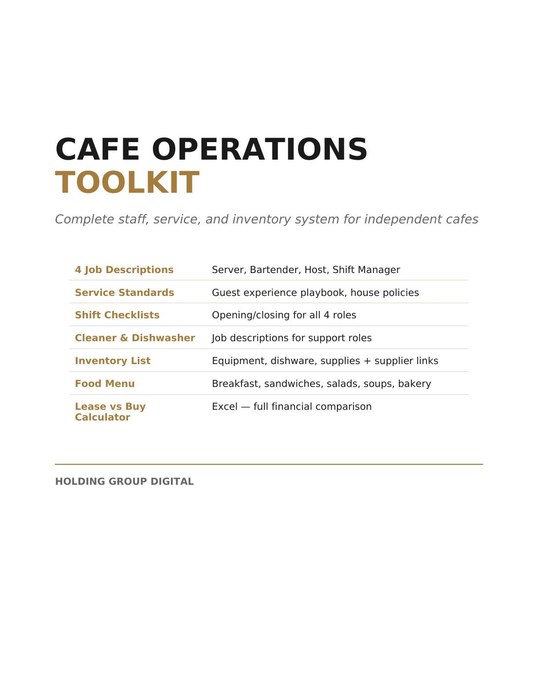 Cafe Operations Toolkit