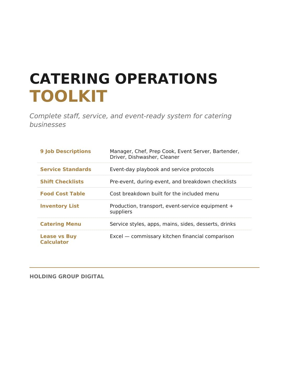 Catering Operations Toolkit