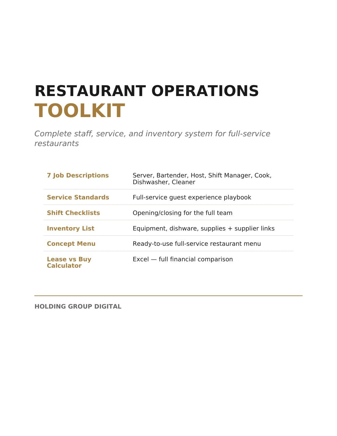 Restaurant Operations Toolkit