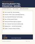 Restaurant P&L Financial Model — 12-Month Profit & Loss Template (Excel)